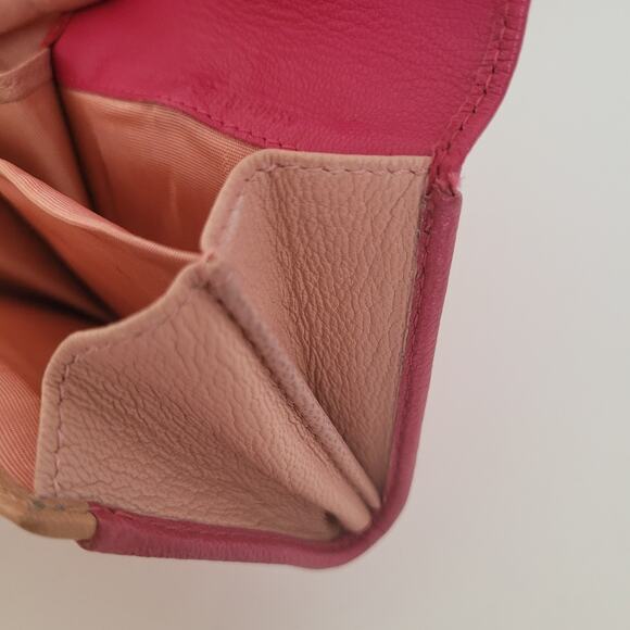 Yves Saint Lauren YSL Leather Calfskin Pink Wallet Small Card Coin Holder Logo - Picture 6 of 14